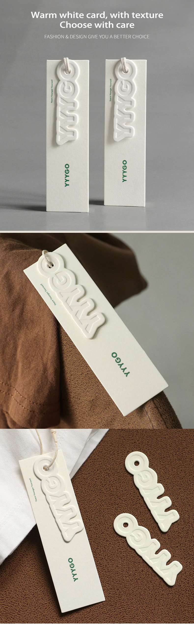 Luxury Custom Logo Clothing Tags Green Card Clothes Label Special Paper