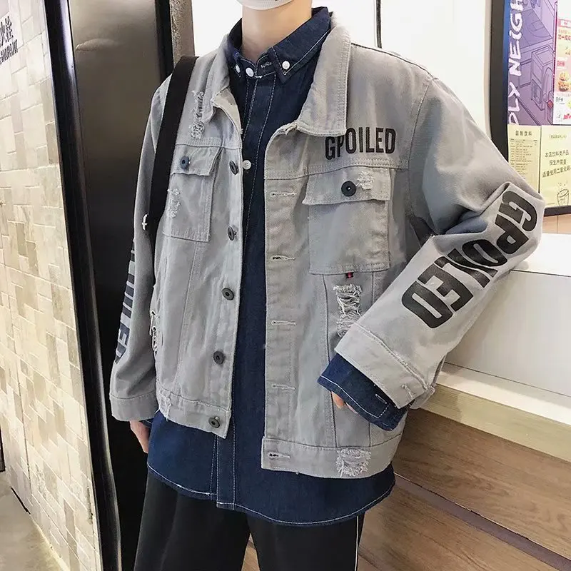  Andyxin Men Denim Jacket Streetwear Hip Hop Men's