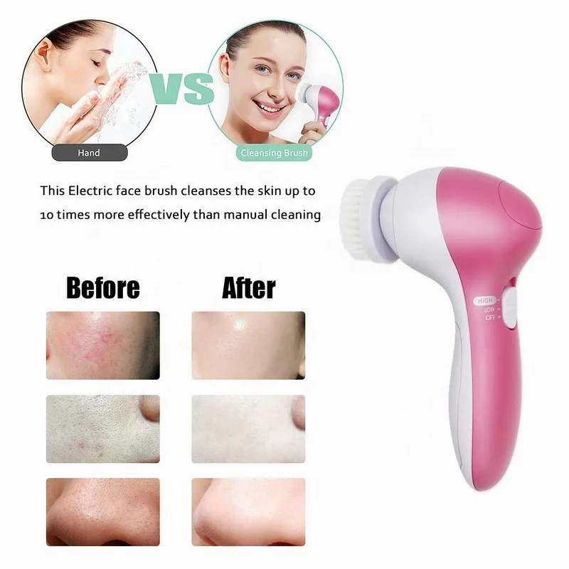 5 in 1 Deep Cleansing Gentle Exfoliating Removing Blackhead Beauty Instrument Facial Cleanser Brush