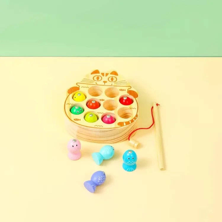 Cute 3d Cute Cat Frog Wooden Fishing Game Toy Early Education Toy Buy Wooden Children