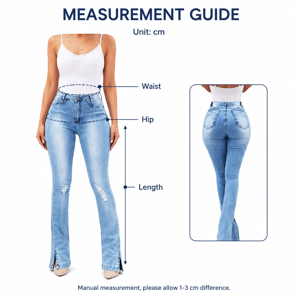 Ladies High Waist Wide Leg Raw Denim Trousers Pants Sexy Slim Skinny Fit Baggy Women's Jeans with Ripped Look