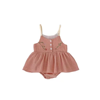 0-24M new design children clothing girl's personalized camisole dress summer fresh embroidered dress baby girl jumpsuit romper