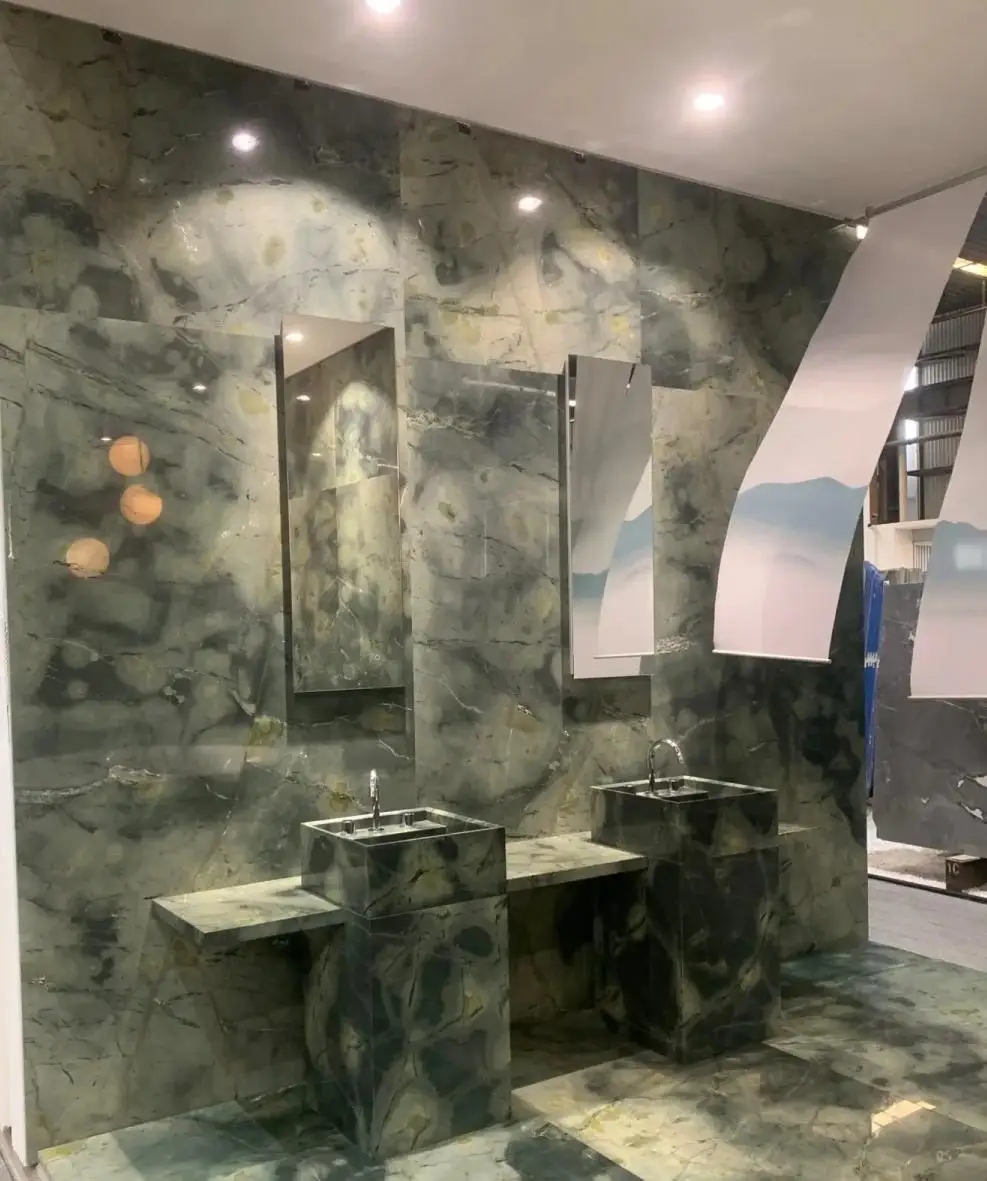 product custom dark green marble flooring tiles modern striped apple polish marble stone for hotel big slab marble floors export-8