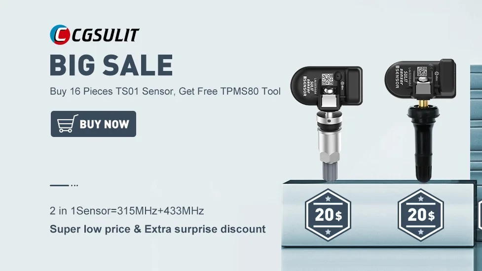 Cgsulit Tire Pressure Sensor,315mhz 433mhz 2in1 Universal Tpms Sensor