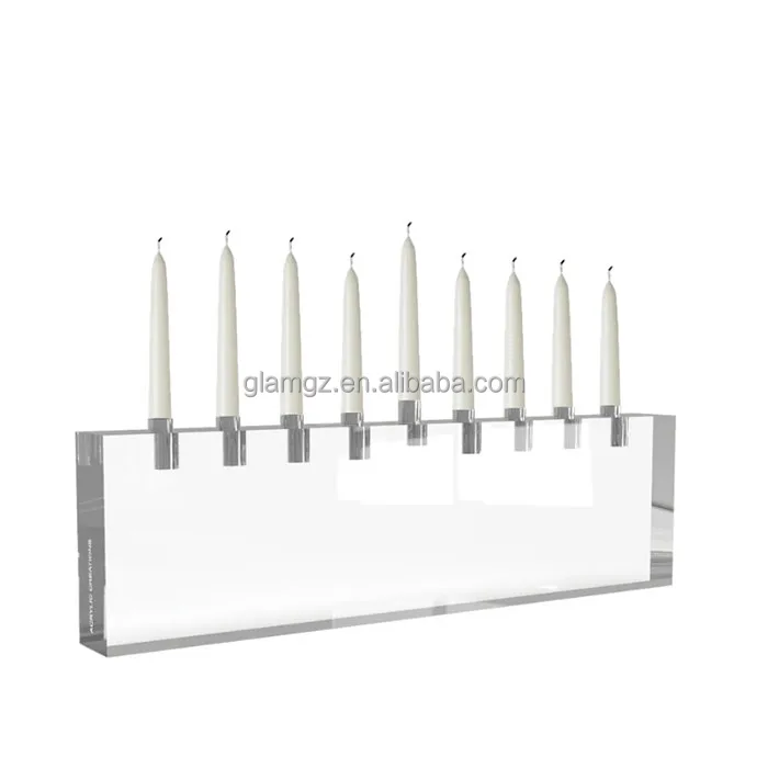 9 Branch Judaica Jewish Chanukah Hanukkah Acrylic Orah Decorative Candle Stick Holder Menorahs