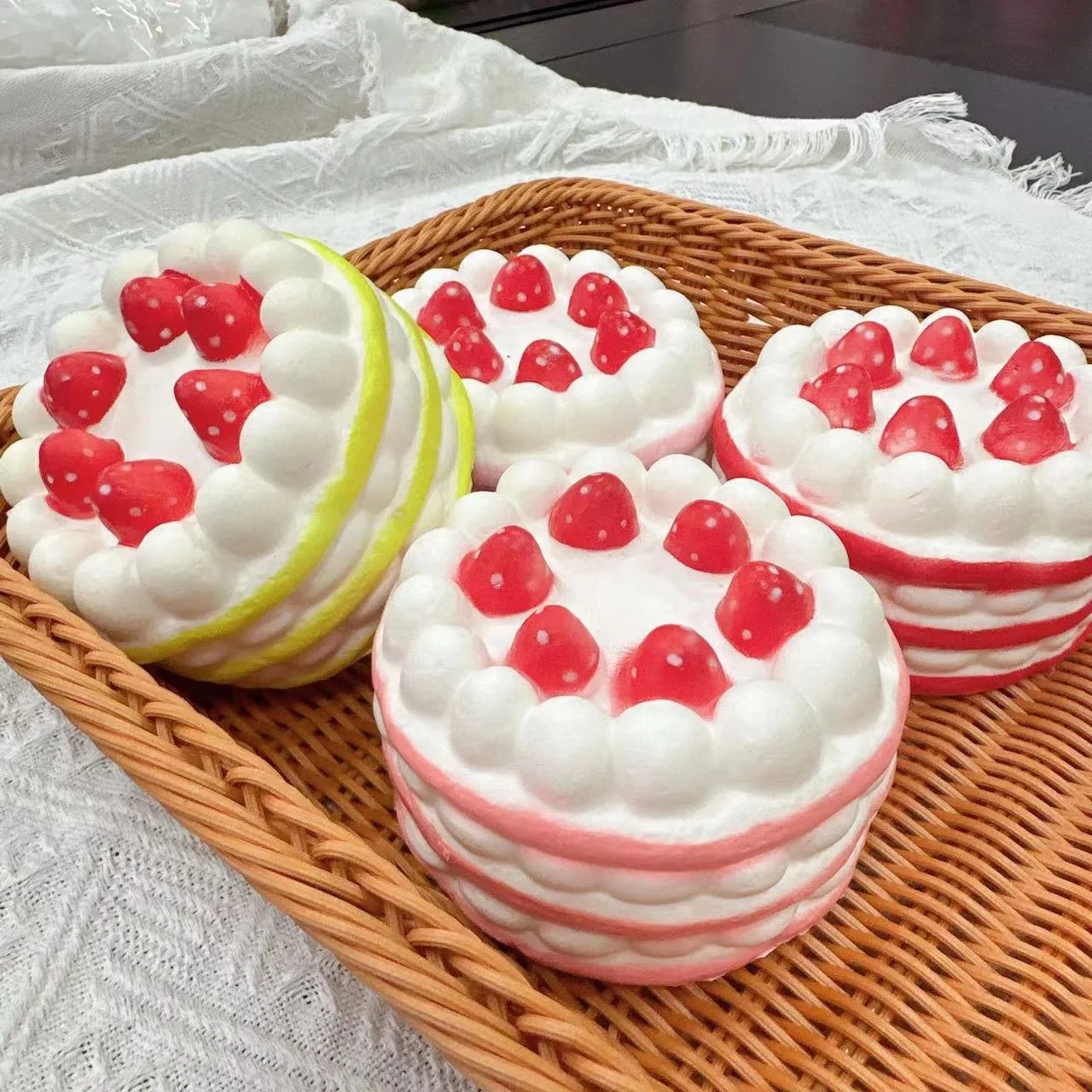 Kawaii Japanese Simulation Soft Scented Strawberry Cake Slow Rising Squishy Toys