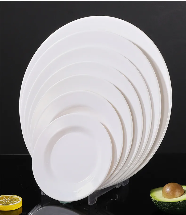 Wholesale Commercial Hotel Dinnerware Round White Plate Melamine Dinner
