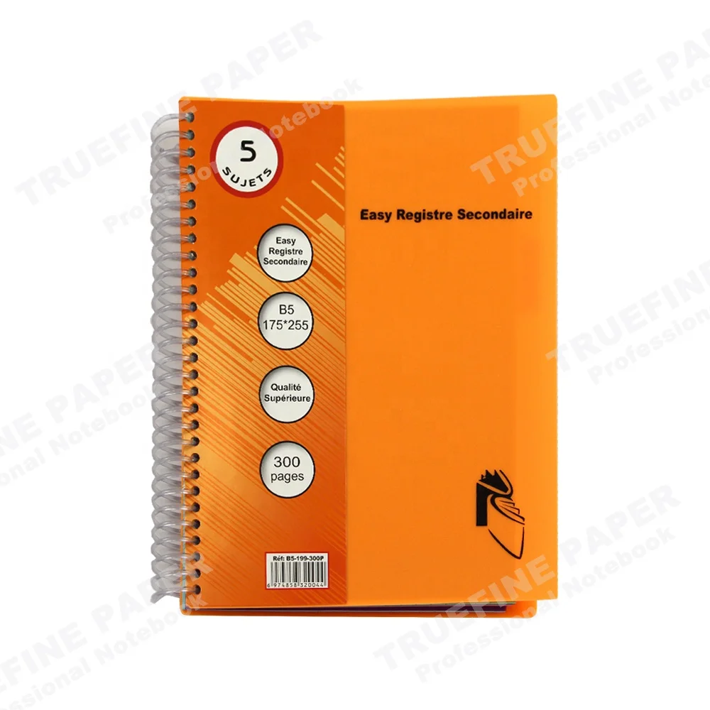 Personalized A4 Plastic Cover Custom Printed 5 Subject Double Spiral Notebook