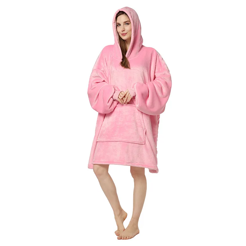 Sublimation Winter Pajamas Warm Hooded Blankets Wearable Blanket Oodie ...