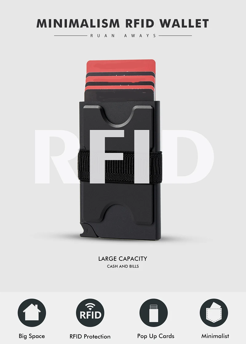 Good Quality Slim Aluminum Alloy Metal Id Card Holder Rfid Smart Wallet Ultra Thin Stainless