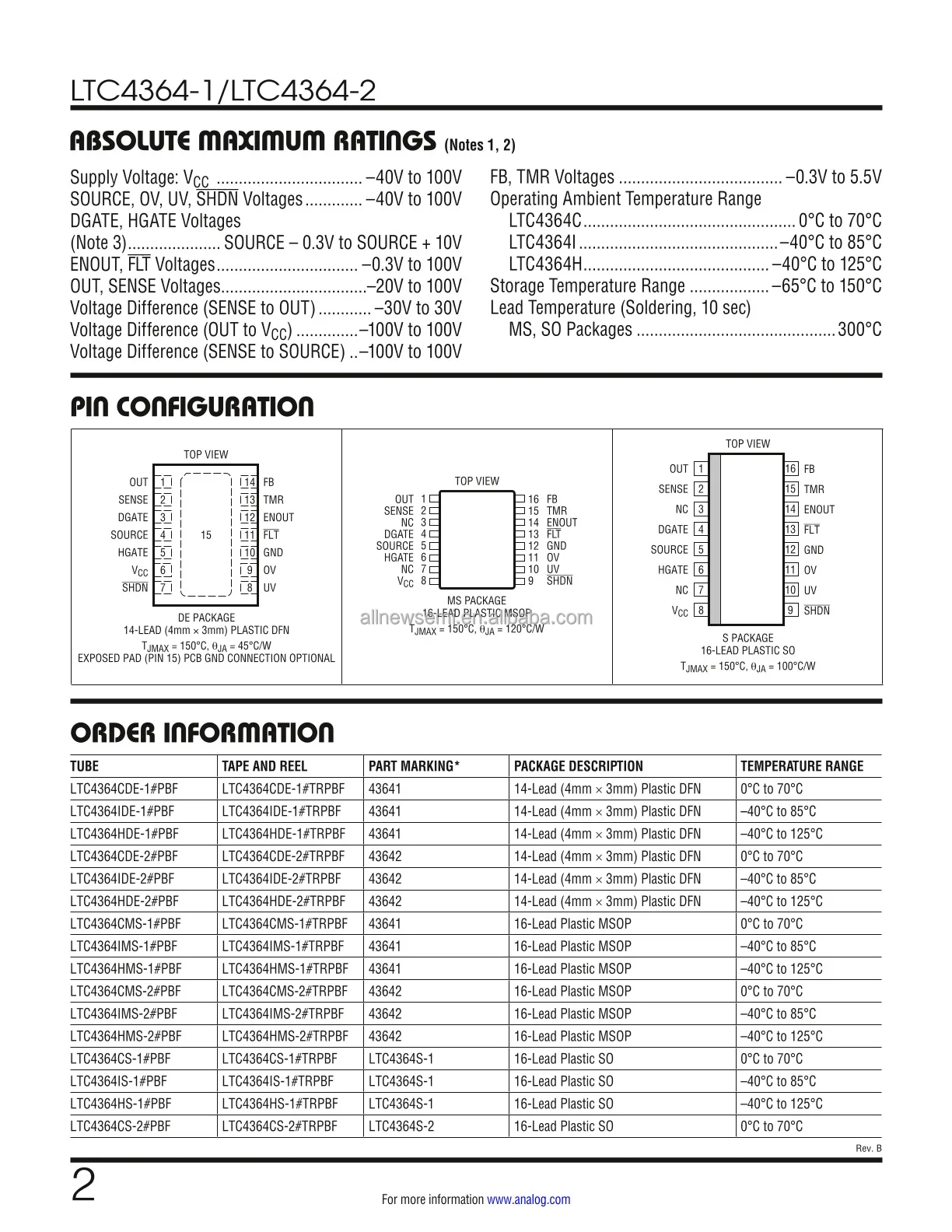 Hot sale Original LTC4364IDE-2#PBF IC SURGE STOPPER W/DIODE 14DFN Board Mount Surge Protectors Surge Stopper with Ideal Diode