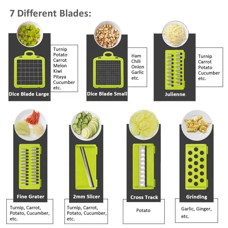 Multi Function 12 in 1 Fruit and Vegetable Veggie Onion Carrot Potato Cheese Mandoline Chopper Grater Slicer Cutting Tool
