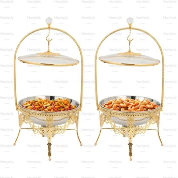Luxury 8L Stainless Steel Food Warmer Custom Gold Chaffing Dishes for Restaurant Buffet Fuel Stove Serving Food