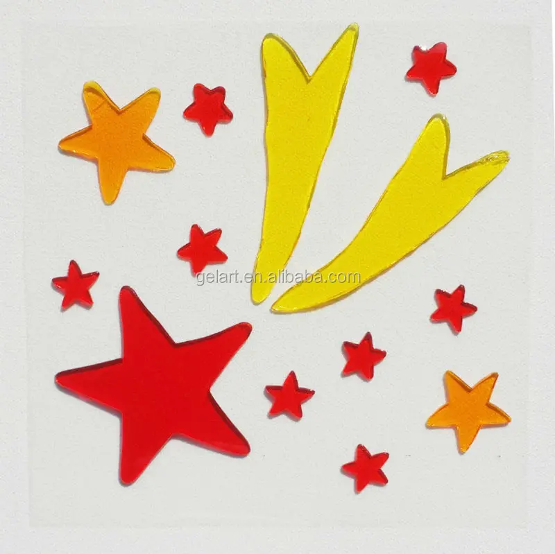 Colorful  Flower Stars Design Decorative  Custom Jelly Gel Stickers Gel Window Clings