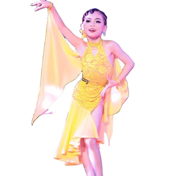 Vennystyle Professional Competition Performance Dynamic Flower Dress Adult Gold Sparkling Diamond Dress Girls Leotard Spandex