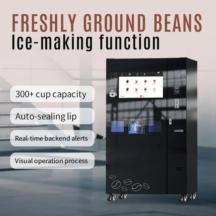 GS Office Automatic Coffee Vending Machine 24 Hours Bean to Cup Featuring Ice Making Function and SDK