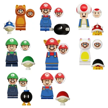 Mario Bros Mushroom Animation Series Of Mini Figures Building Blocks Game Role Jumpman Cartoon Image Figures Assembled Toy