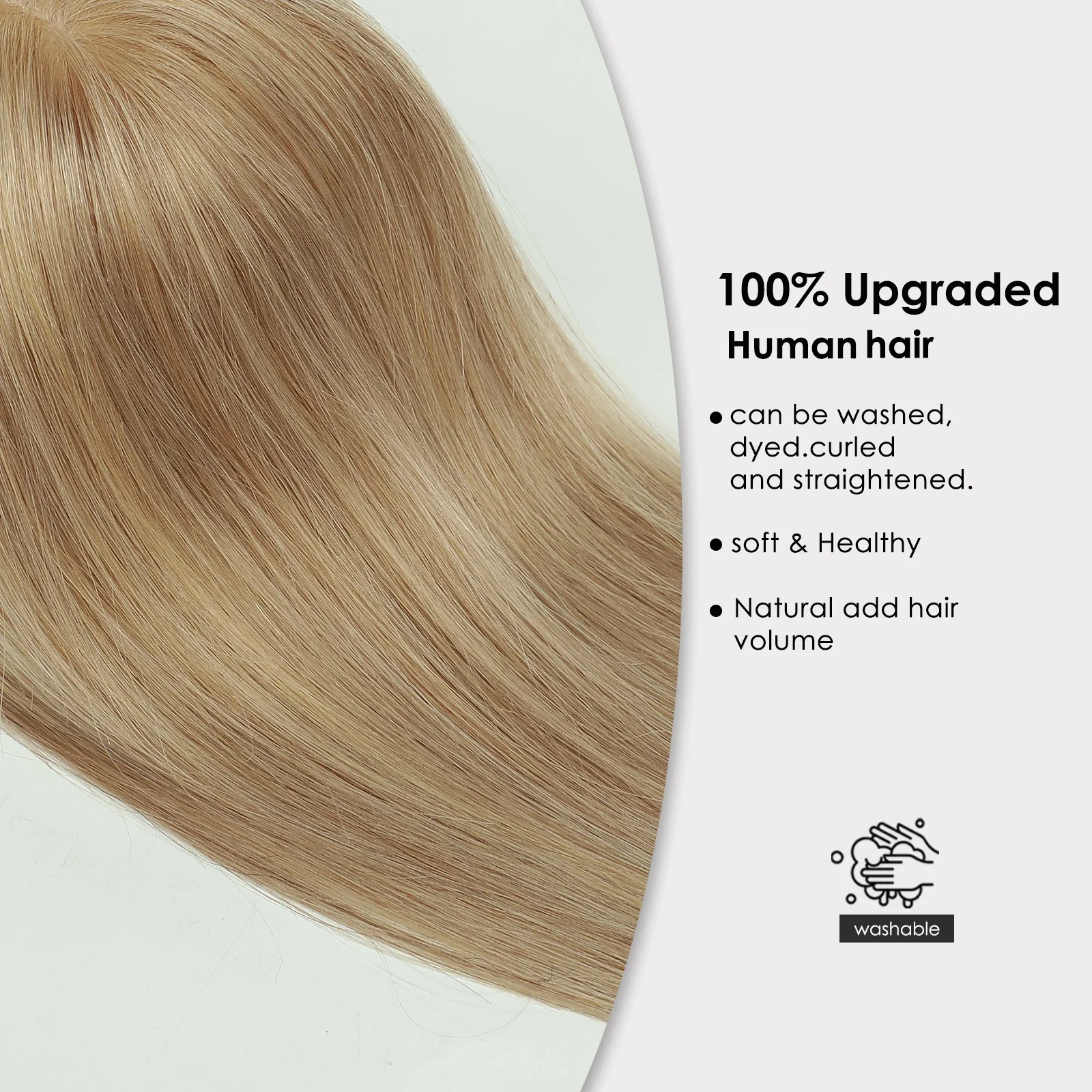100 % remy-hårtoppere med pannelugg, honningblondt hår, silkebase, klips i topper, topphår for kvinner med tynt hår_voghion.com