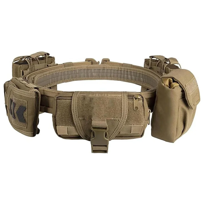 Premium Durable Tactical Belt with Quick Release Accessory Pouches Detachable and Adjustable Duty Belt with Heavy-duty Buckle