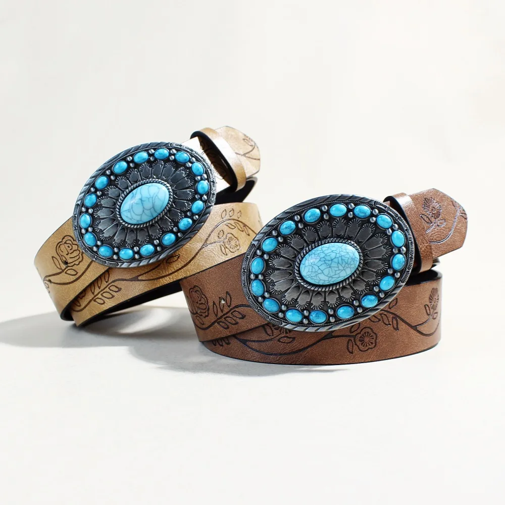 Wholesale Custom Logo PU Leather Belt - Bohemian Style display picture 3