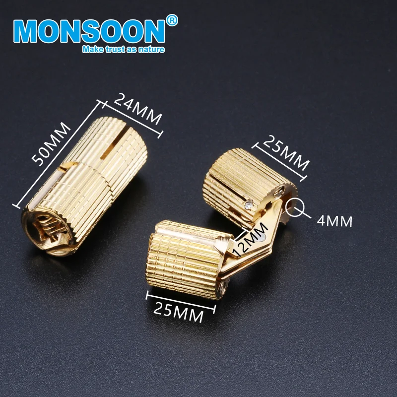 MONSOON Furniture Hardware 180 Degree Small Pure Brass Concealed Hinge Barrel Acrylic Hinge