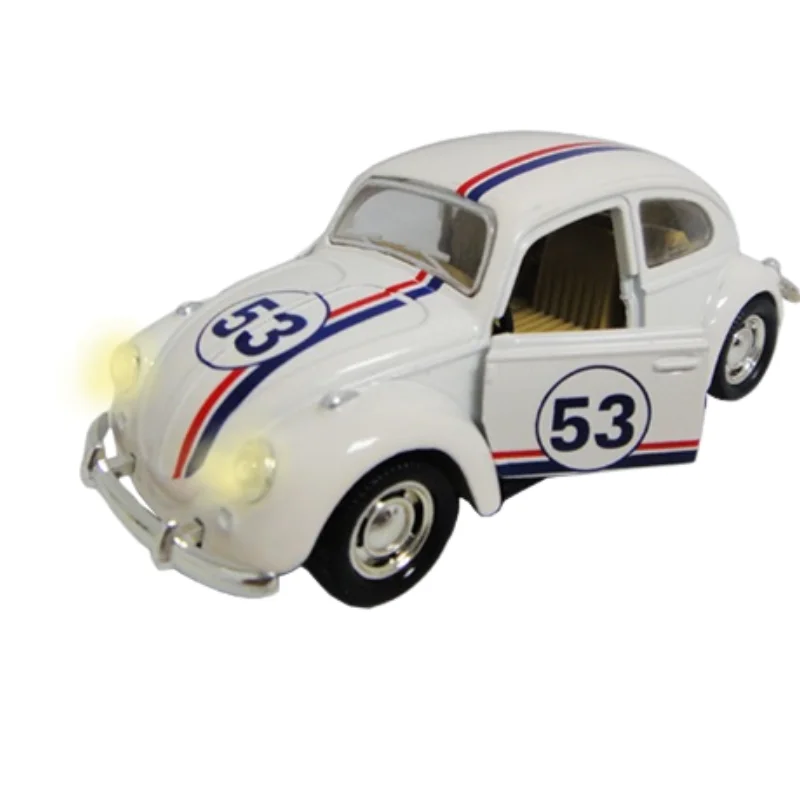 PANDAS 1/36 Scale Vintage Beetle Car Model Diecast Alloy Toy with Pull-Back Function Light Decor for Collection or Decoration