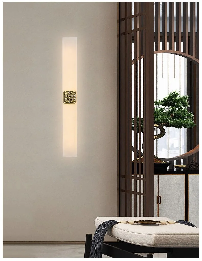 product new chinese style long strip led wall lamp aluminum 3000k warm modern living room background decoration slot inlaid high end-9