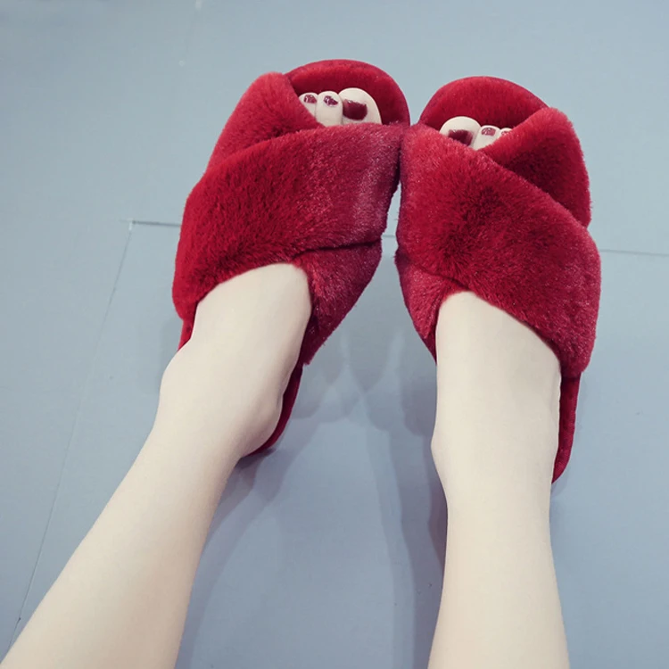 Withe Flurry Hausschuhe Custom Furry Fuzzy Slippers Women Pantoufles ...