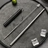 silver straw + black cover