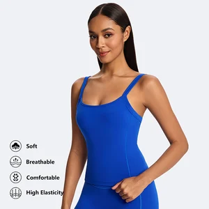 Wholesale Recycled Tight Sports Vest for Women Longline Sleeveless Tank Top Custom Logo Gym Fitness Running Yoga Basci Tanks Top