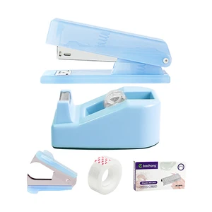 Blue Office Supply Accessories Set With Stapler Set Tape Dispenser Tabs Staple Remover