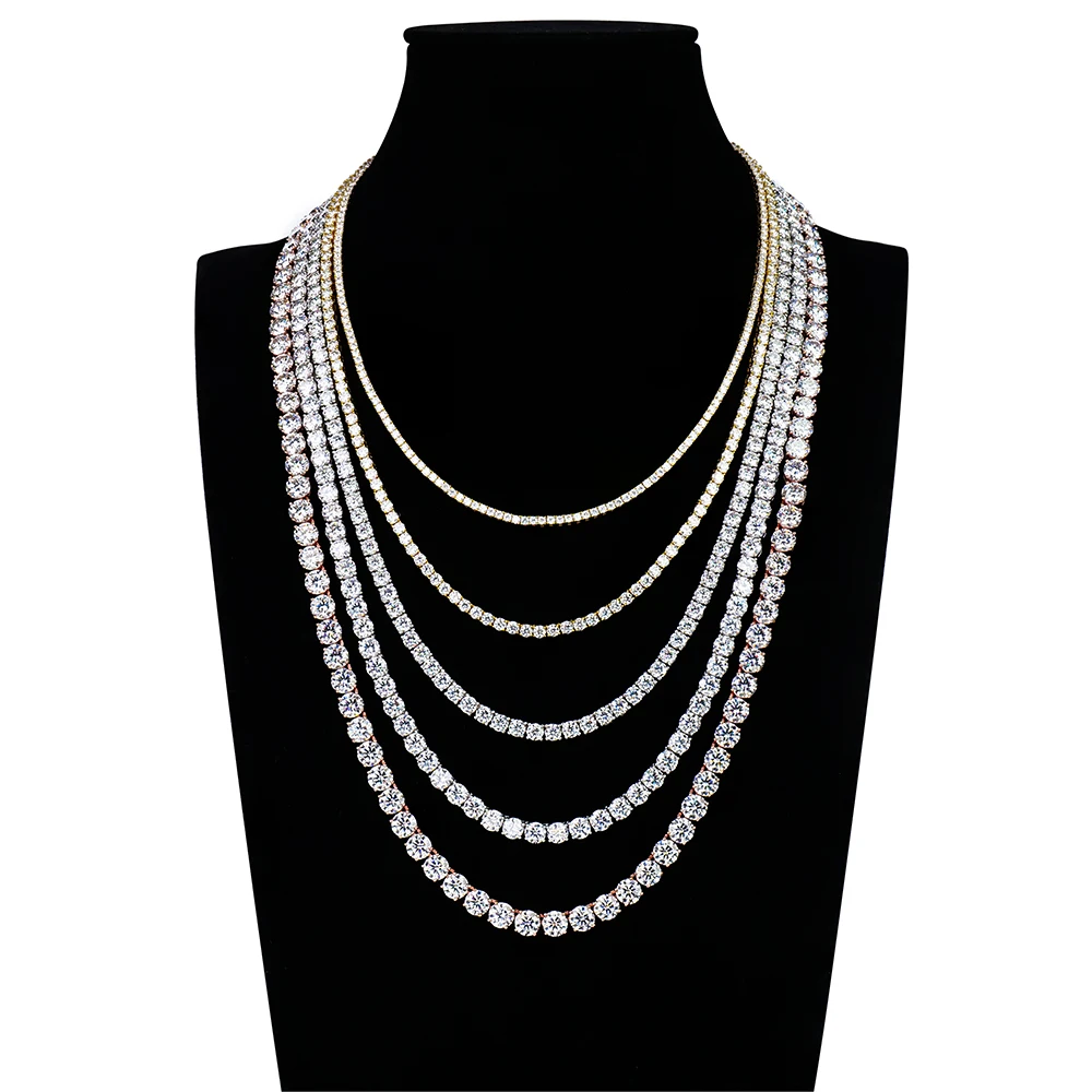 925 Silver 5mm Hot Selling Round Brilliant Cut Vvs Moissanite Tennis Chain Iced Out Tennis Necklace for Men Women