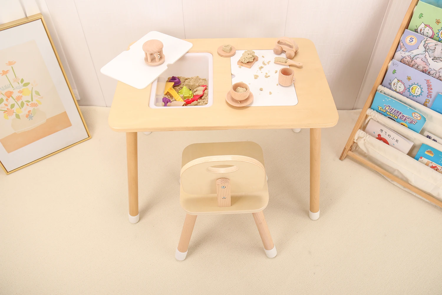 Multifunctional Kindergarten Baby Table Chair Set Wooden Sand Water ...