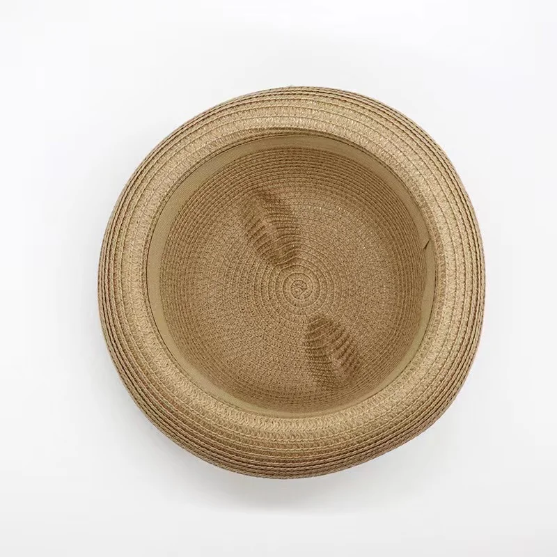 Unisex Cute Cat Ears Paper Straw Boater Hat for Kids Summer Outdoor Fun with Plain Design