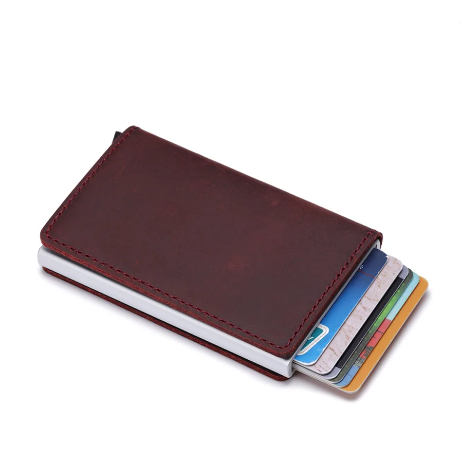 Custom Rfid Blocking Automatic Aluminum Business Card Holder Pu Leather ...