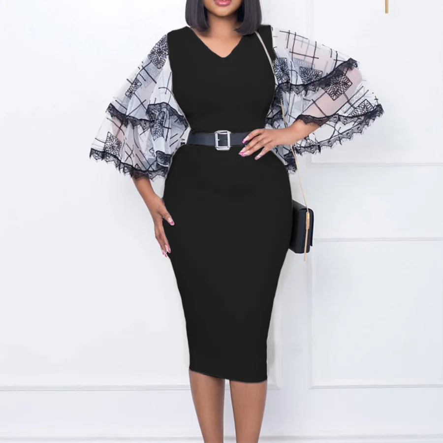 Summer New Design Women Fashion Elegant Plus Size Church Dresses V Neck