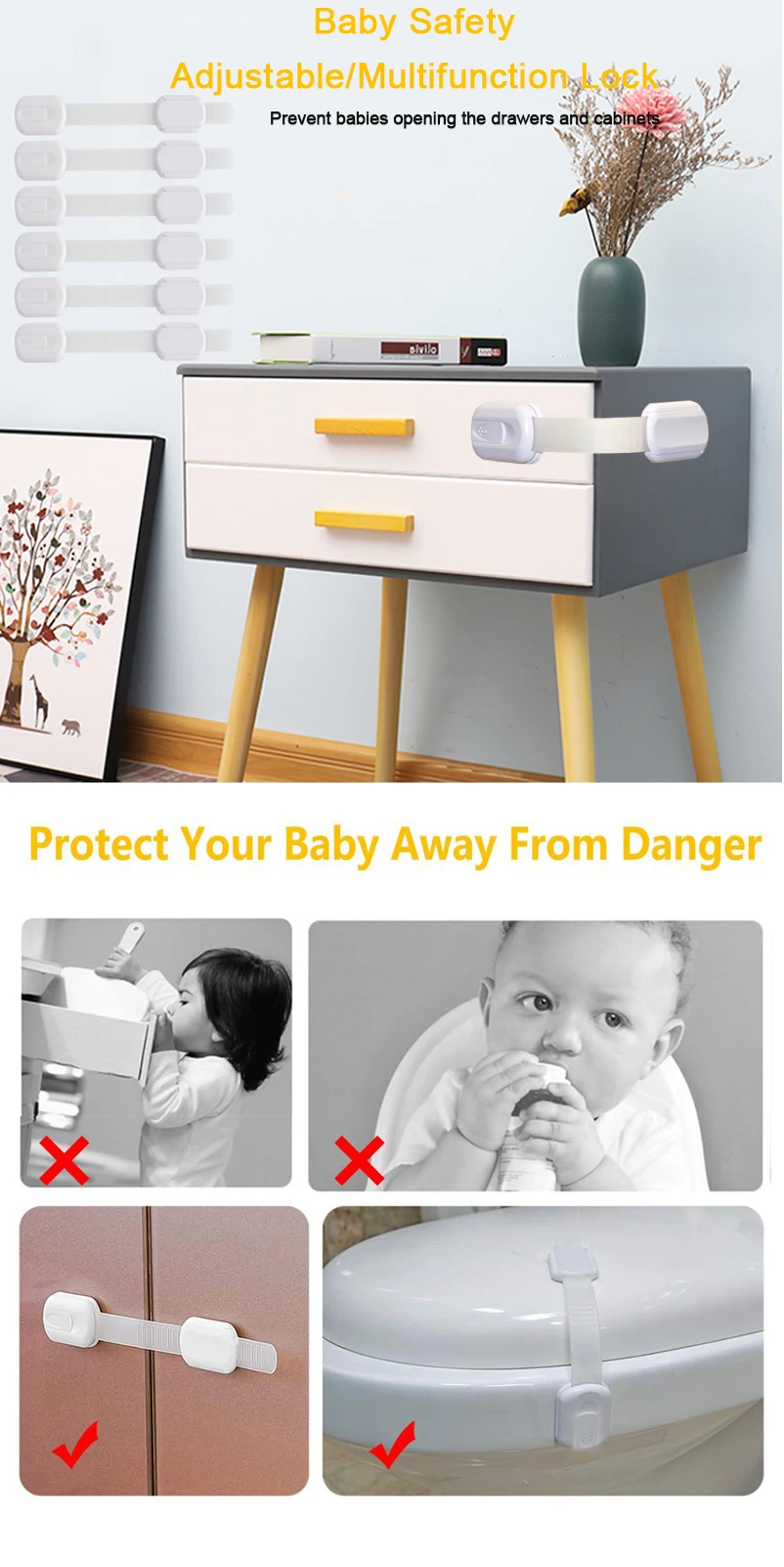 New Arrivals Baby Supplies Multifunctional Drawer Cabinet Baby Safety Lock