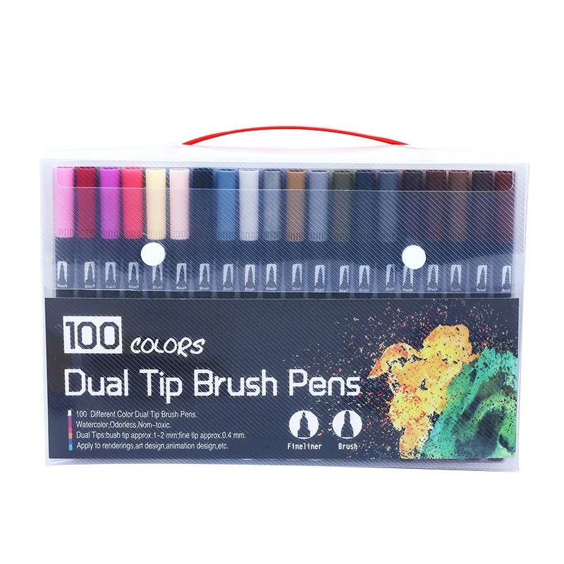 Wholesale 24 Colors Watercolor Art Felt Tip Marker Pens for Kids