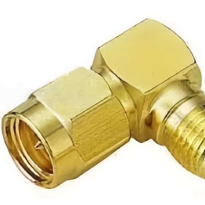 Right-Angle 90 Degree SMA Male to Female Adapter Gold Glad