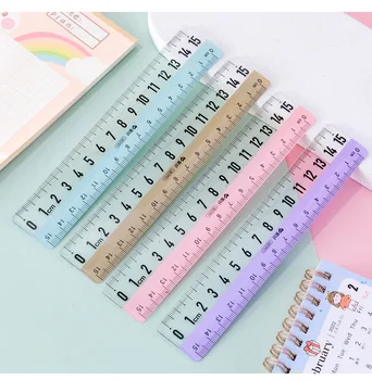 Set 4 Righelli Trasparenti 15cm - Anti-miopia Per Scuola E Ufficio - Con Goniometro E Triangoli - Foto 1