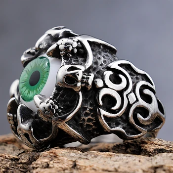 JAJAFOOK Men's Gothic Wolf Dragon Claw Ring - Stainless Steel, Silver Finish, Sizes 8-13, 17mm Width - View #8