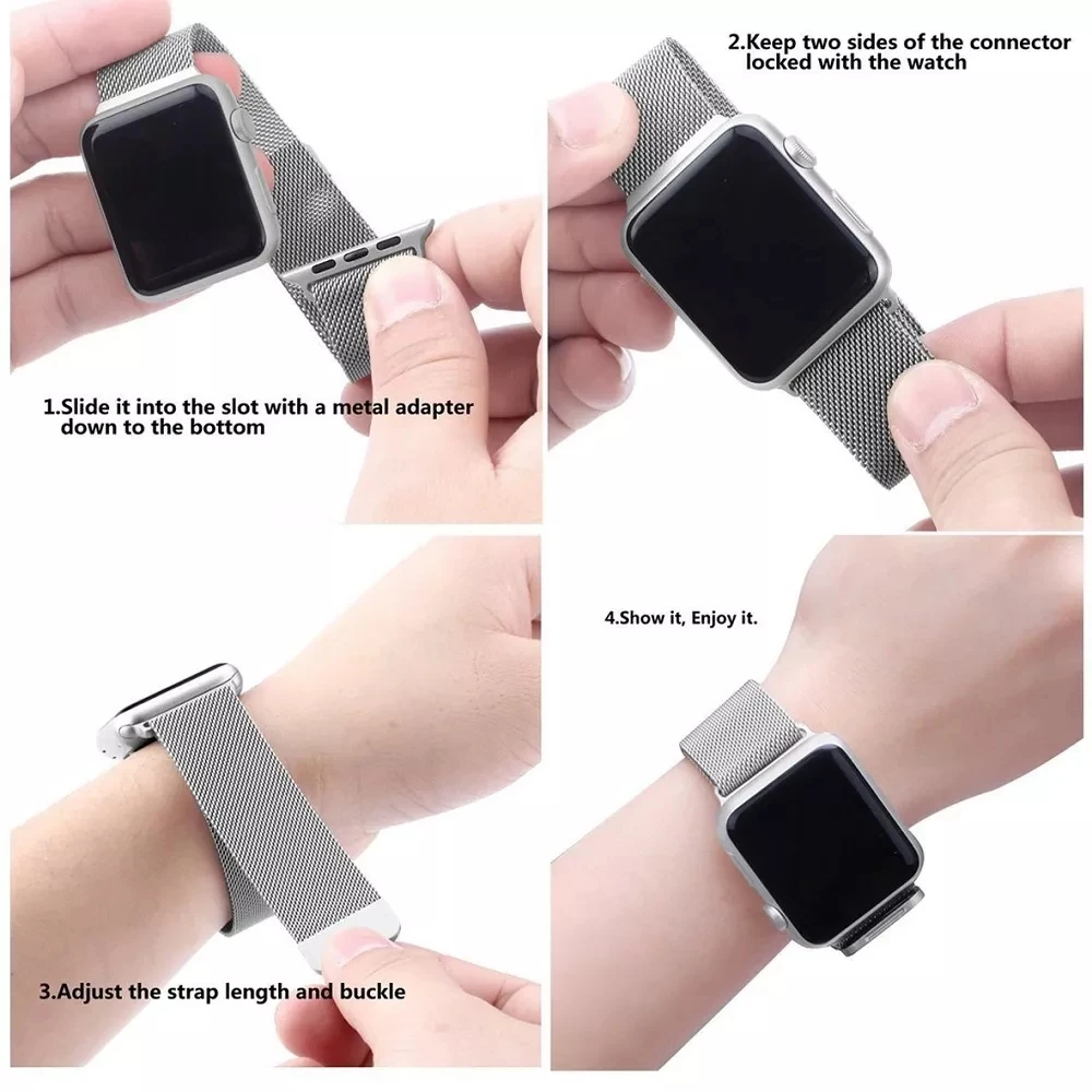 40mm 38mm Watch Strap for Apple Watch Stainless Steel Replacement Bracelet Compatible with Iphone Watch Series 6 SE 5 4 3 2  1