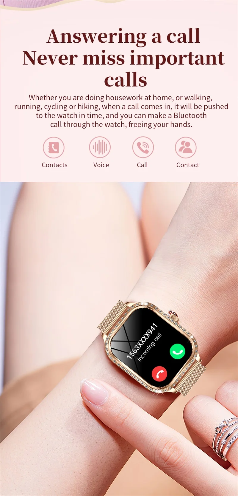 MK88 Smartwatch 1.75" HD Curved Screen BT Call Music Control Heart Rate Reloj Smart Watch for Ladies Women Sport Smart Watch