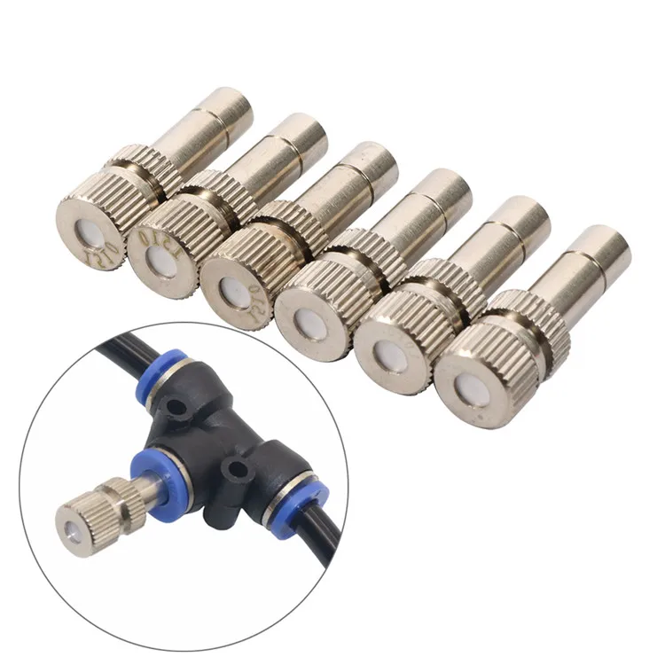 6mm Low Pressure Brass Fine Atomizing Misting Nozzle Anti Drip Misting Cooling System Nozzle Ceramic Gasket Garden Sprayer