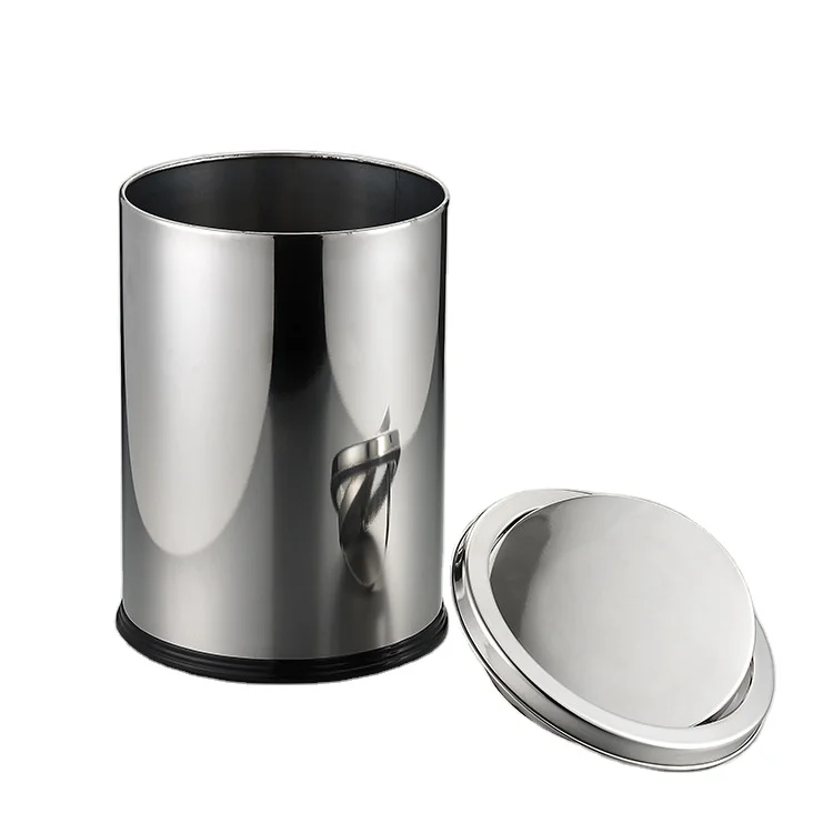 Wholesale Stainless Steel Flip Top Rotative Trash Bin Open Top Structure Swing Lid Round 12L 30L for Restaurants Indoor Use
