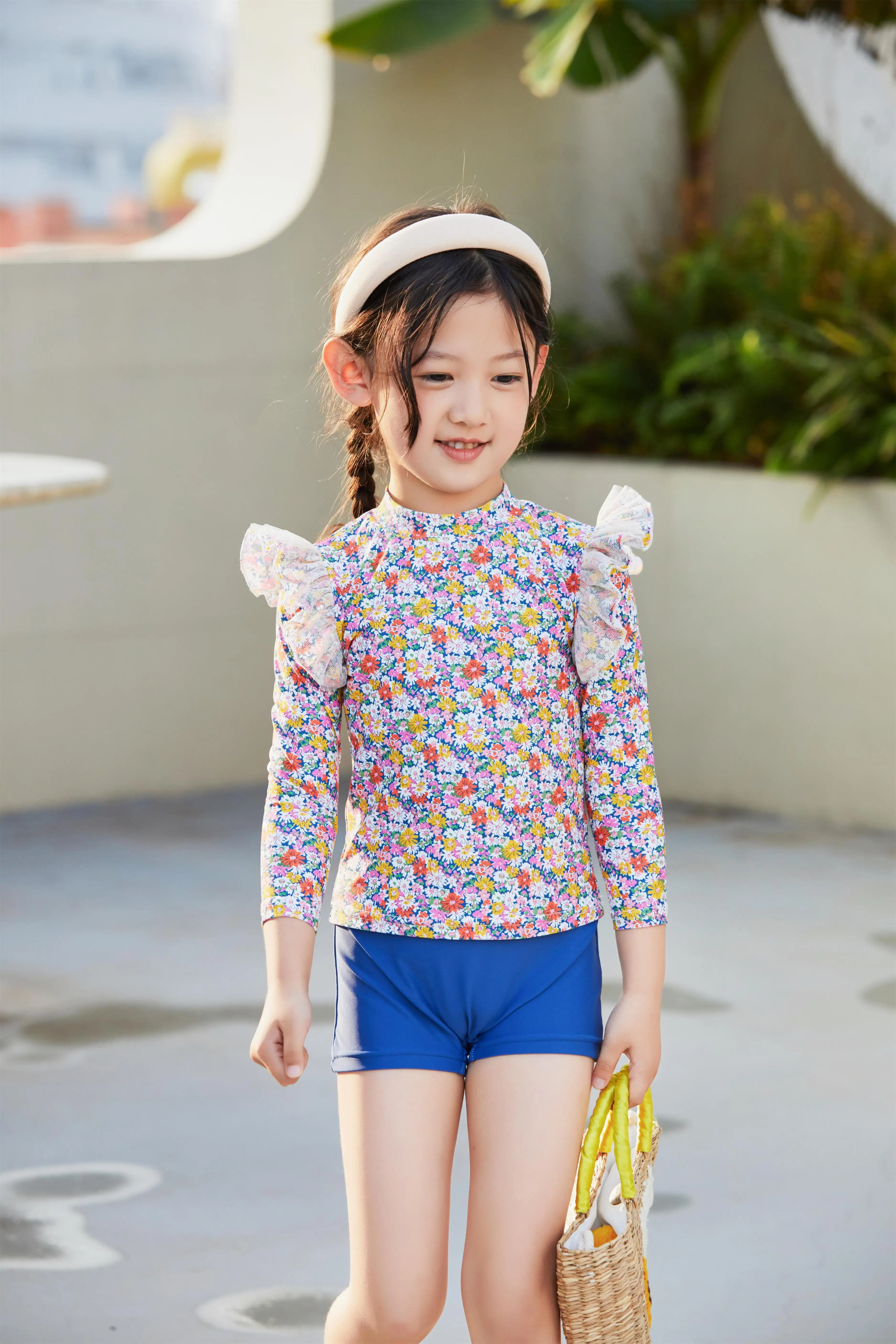 Swimwear Beachwear Kids Two Piece Swimwear Girl Swimsuit Long Sleeve ...