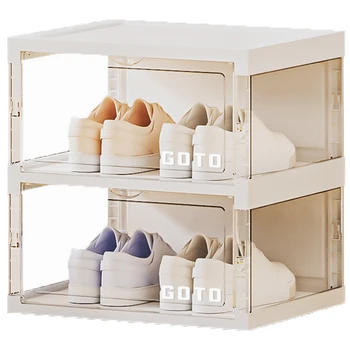 Excellent Quality White Foldable Rectangle Polyethylene Shoe Storage Organizer Shoe Box