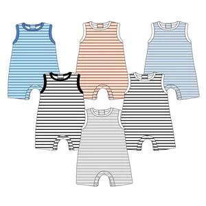 Custom Logo Printing Wholesale  Summer Infant Suits Casual Kids Clothing Overalls Crew Neck Baby Boy Girl Romper