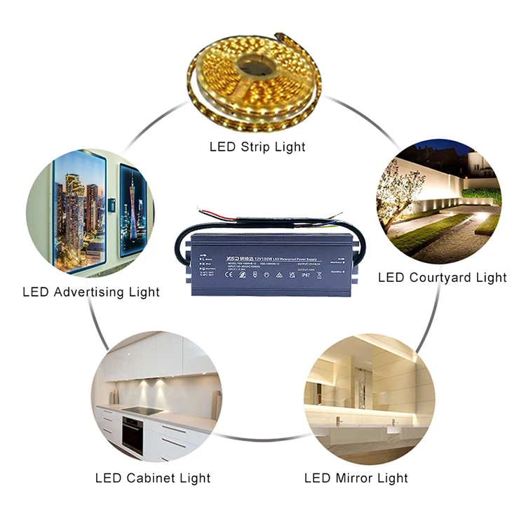 Shenzhen Economy Product IP67 Switching Power Supply 12V 24V 30W 40W 60W 100W 150W Outdoor Installation Waterproof LED Driver