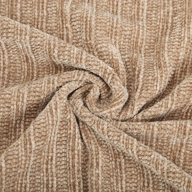 China Professional Factory 100% Polyester Velvet Chenille Knitting Fabric 3*3 Rib for Woman